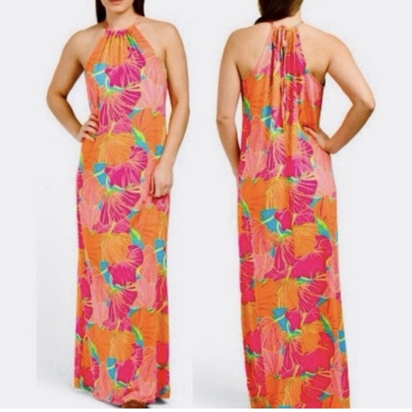 Trina Turk Dresses & Skirts - Trina Turk Milan Ginko Maxi Halter Tropical Floral Dress